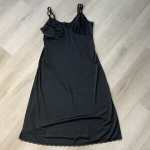 ShadowLine Lingerie Black Lace Trim Babydoll Nightgown Womens Medium